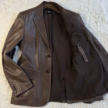 휴고보스 램 가죽 테일러드 자켓 브라운 천연 가죽