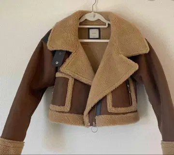 브라운 플리스 보아 라이더 자켓