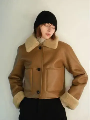 CLANE 클라네 비건 레더 보아 쇼트 재킷