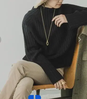 URBAN RESEARCH 와이드 골지 보틀넥 니트 블랙