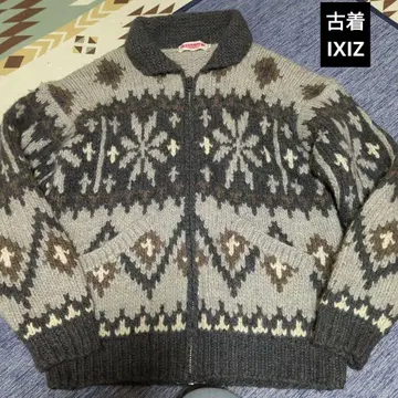 구제샵 구매 남성용 이크시즈 코위찬 니트 니트 지퍼 아우터 두꺼운 원단