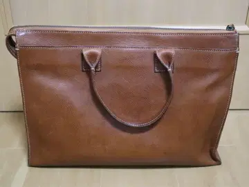 genten 가죽 비즈니스 백 브라운