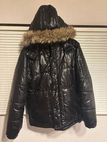 Y2K 헤이세이 시크 스타일 광택 다운 자켓 퍼 포함 드로우 코드