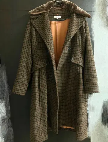 moussy 체크 무늬 더블 버튼 코트