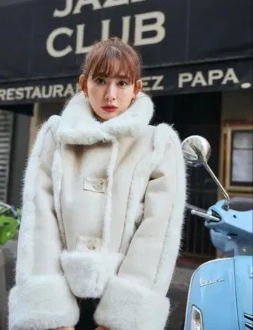 Shearling-Trimmed Suede Coat M