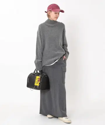 웜 맨투맨 카고 스커트 38 그레이 택 포함 미사용 새상품