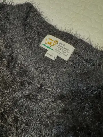 그리드 블랙 퍼 니트