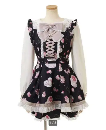 리즈리사 LIZLISA salon de fraise 패턴 셋업 블랙