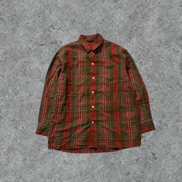 빈티지 타탄 체크 플란넬 셔츠 면 100 레트로 긴팔