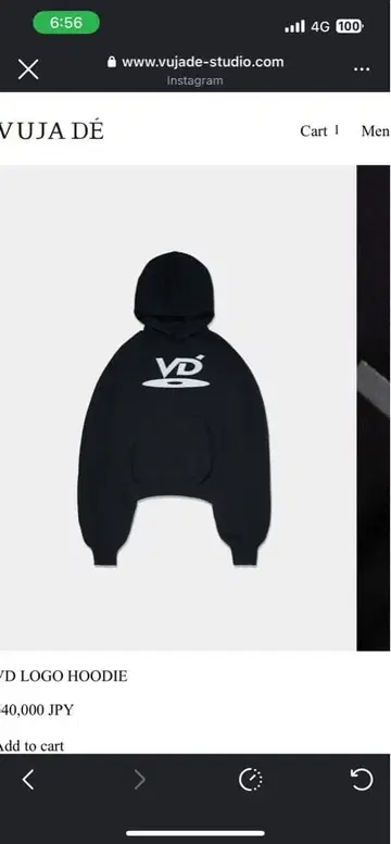 VUJA D VD 로고 후디 블랙