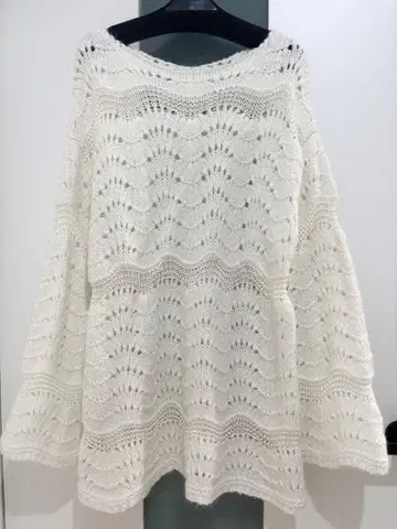 SHENERY 시스루 패턴 튜닉 니트 풀오버