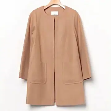 M-premier BLACK 노카라 코트 브라운 34