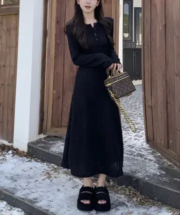 MAISON DE THERESE/쭈리 니트 원피스 블랙