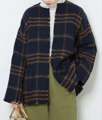 존 브래니건 트위드 라이크 노카라 자켓