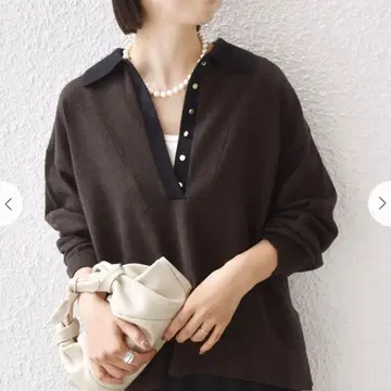 ships 사이드 슬릿 골드 폴로 니트