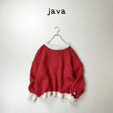 java 바이컬러 니트 가로 길이 넉넉 체형 커버 스웨터