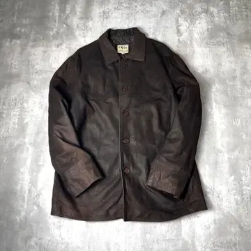 F&Co 천연 가죽 가죽 자켓 카 코트 XL 브라운