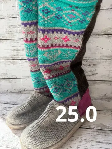 1점 한정 ROXY 록시 보아 롱 부츠 25.0cm 보헤미안 천연 가죽