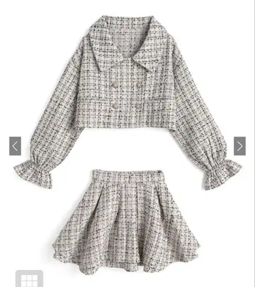 완판템 GRL 트위드 자켓 프릴 미니 스커트 셋업