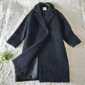 CLANE 클라네 모헤어 혼방 샤기 울 롱 코트 블랙