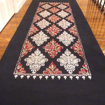 울 소재 자수 장식 대형 머플러