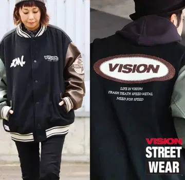 VISION STREET WEAR 멜톤 바시티 자켓 와펜 자수