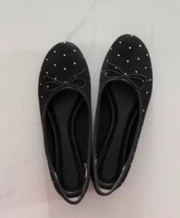 블랙 도트 무늬 발레 슈즈 M