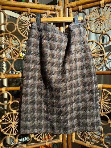 Vintage 브라운 체크 트위드 스커트