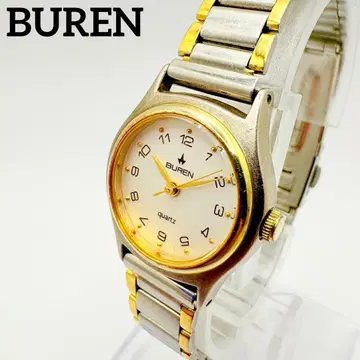 작동 새상품 배터리 BUREN 뷰렌 손목시계 콤비 컬러 라운드 골드