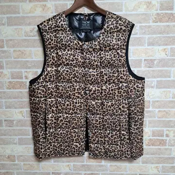 TAION 레오파드 무늬 다운 베스트 XL
