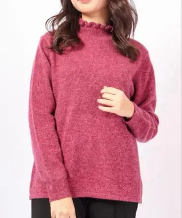 BRODIAEA 하이넥 프릴 니트 L 사이즈 워셔블 캐시미어