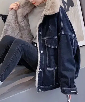 안감 보아 데님 자켓