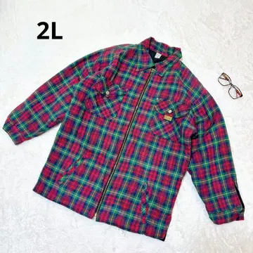 빈티지 USA 체크 아우터 풀 집업 빅 사이즈 2L 빨간색