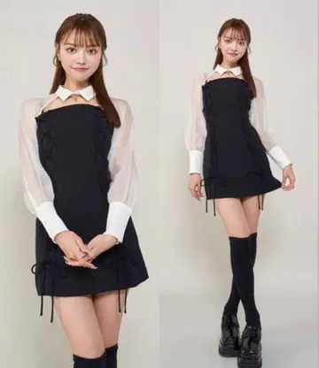 Darich 프론트 레이스업 미니 원피스