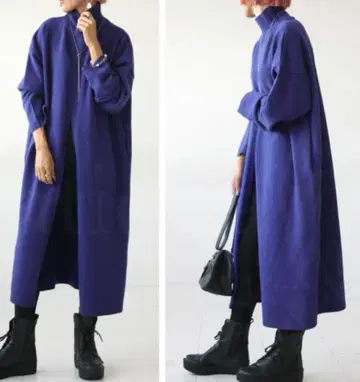 안티카 하이넥 니트 롱 원피스 슬릿