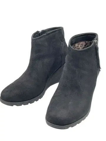 스케쳐스 BOBS 블랙 스웨이드 웨지 부츠