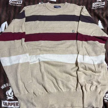 Grand Slam 보더 무늬 니트 스웨터 L