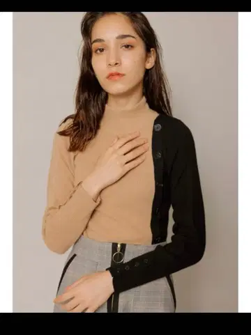 토널 바이컬러 리브 니트 38