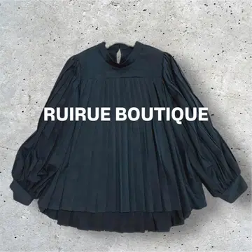 [ 새상품급 ] 루일 에 부티크 플리츠 플레어 블라우스 네이비