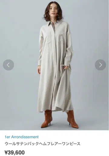 1er Arrondissement 울 새틴 백 헤임 플레어 원피스