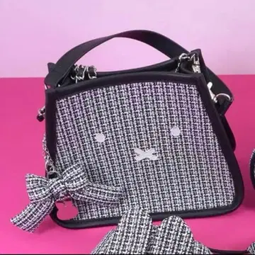 미피 스타일 팝업 미니 토트 트위드 숄더