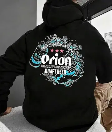 오리온 맥주 그래픽 블랙 후드티 L