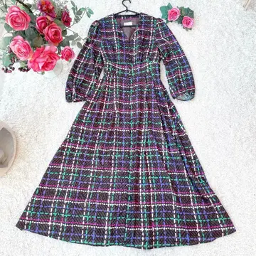 [ 미사용 ] 그레이스 클래스 헤링본 체크 프린트 원피스