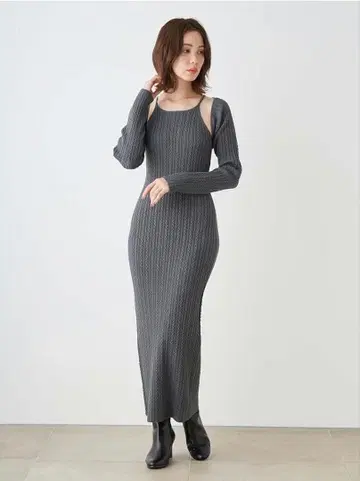 snidel 가디건 세트 아메슬리 니트 원피스