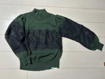 &Love 레이스 니트 스웨터 그린 새상품