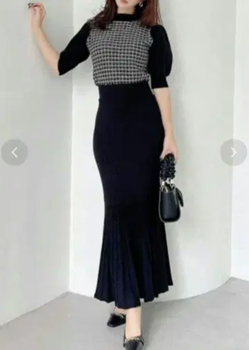 리젝시 Resexxy 5부 소매 머메이드 니트 원피스 블랙