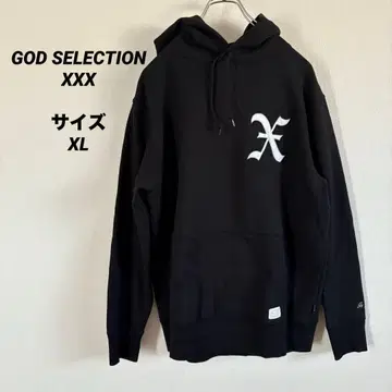 GOD SELECTION xxx 후드티 원포인트 로고 풀오버 블랙