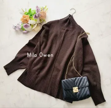 미라 오웬 하이넥 니트 풀오버 다크 브라운