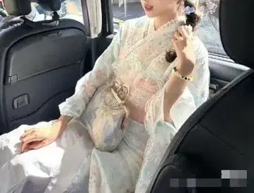 연한 핑크 하늘색 자수 유카타 오비 세트