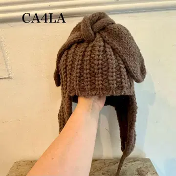 CA4LA 브라운 니트 모자 귀도리 포함